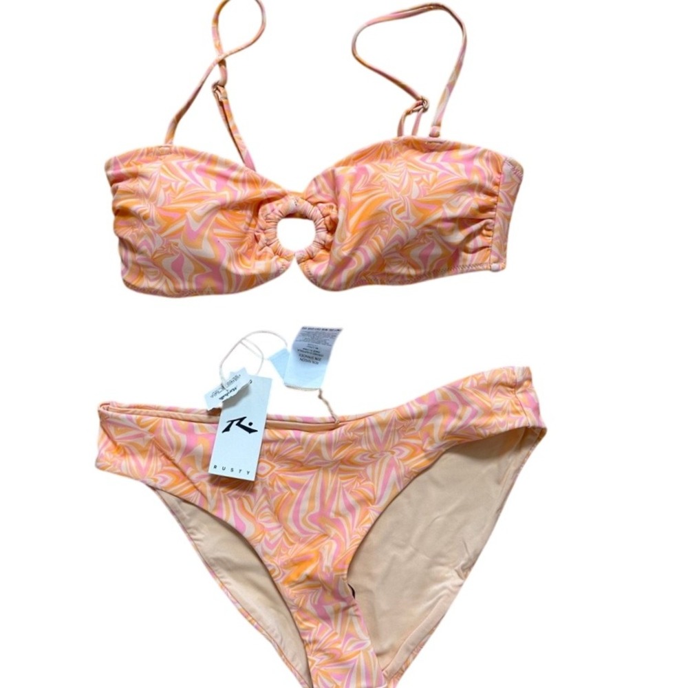 NWT Rusty Swirl Print Bikini Set‎ Two Piece Swimsuit Beach Summer Large